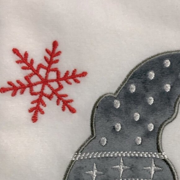 Gnome Christmas Stocking Embroidery Embellishments 17 inches White Grey - Picture 9 of 14